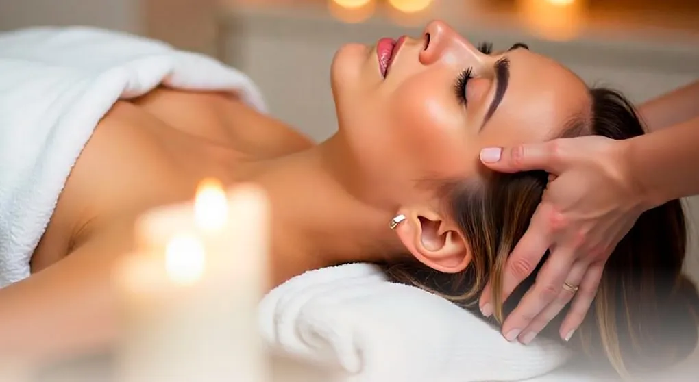 Therapist working the scalp in sections with both hands during a head spa session at a Redmond studio